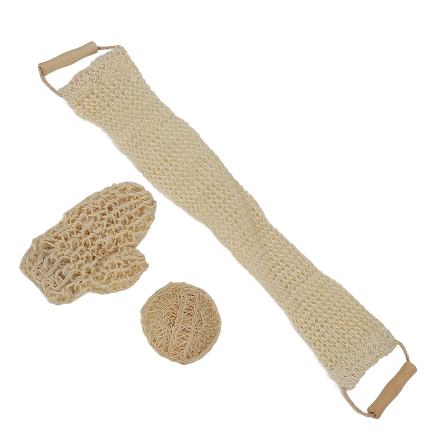 3pcs Body Scrubber Set Exfoliating Sisal Glove Deep Clean Shower Loofah Set for Home