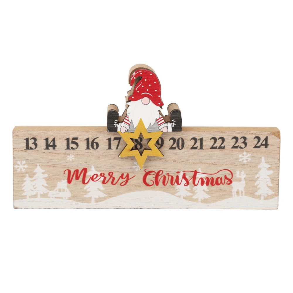 Christmas Sliding Countdown Calendar Desktop Wooden Calendar Block Decoration for Home Beauty Salon