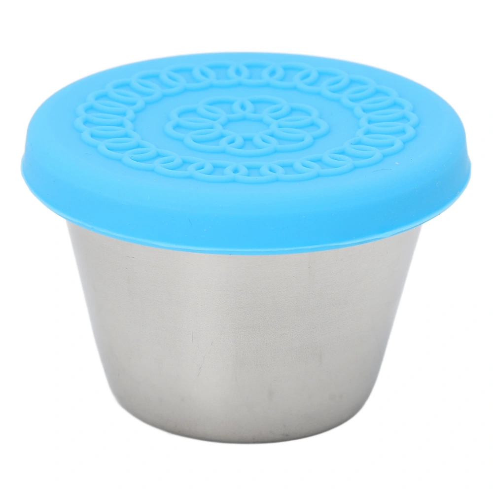 Small Stainless Steel Container Leakage Proof Dishwasher Safe Portable Dressing Cup with Lid for Essential Oil 70ml Blue Lid