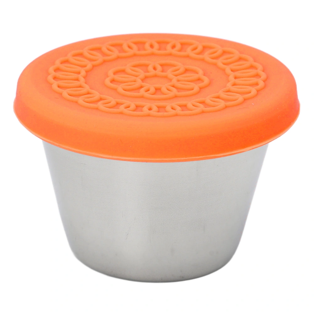 Small Stainless Steel Container Leakage Proof Dishwasher Safe Portable Dressing Cup with Lid for Essential Oil 70ml Orange Lid