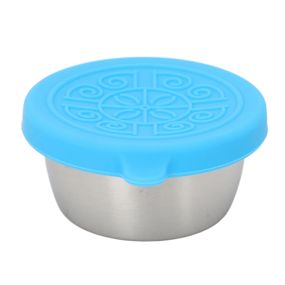 50ml Stainless Steel Condiment Containers Separate Leak Proof Portable Small Dipping Sauce Cup with Lid for Beauty Salon Blue Lid and 304 Stainless Steel Cup