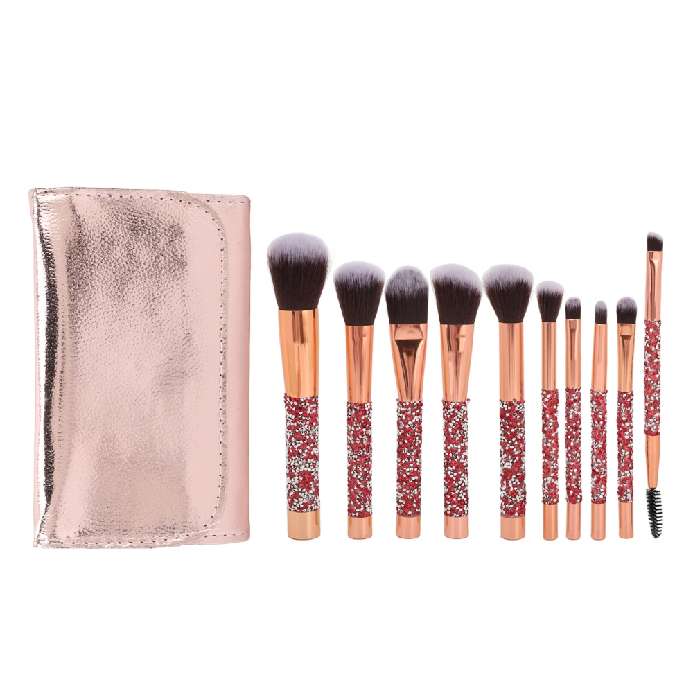 10pcs Makeup Brushes Set Soft Bristles Portable Cosmetics Tool Kits for Powder Eye Shadow Blush Eyebrow with Storage Bag