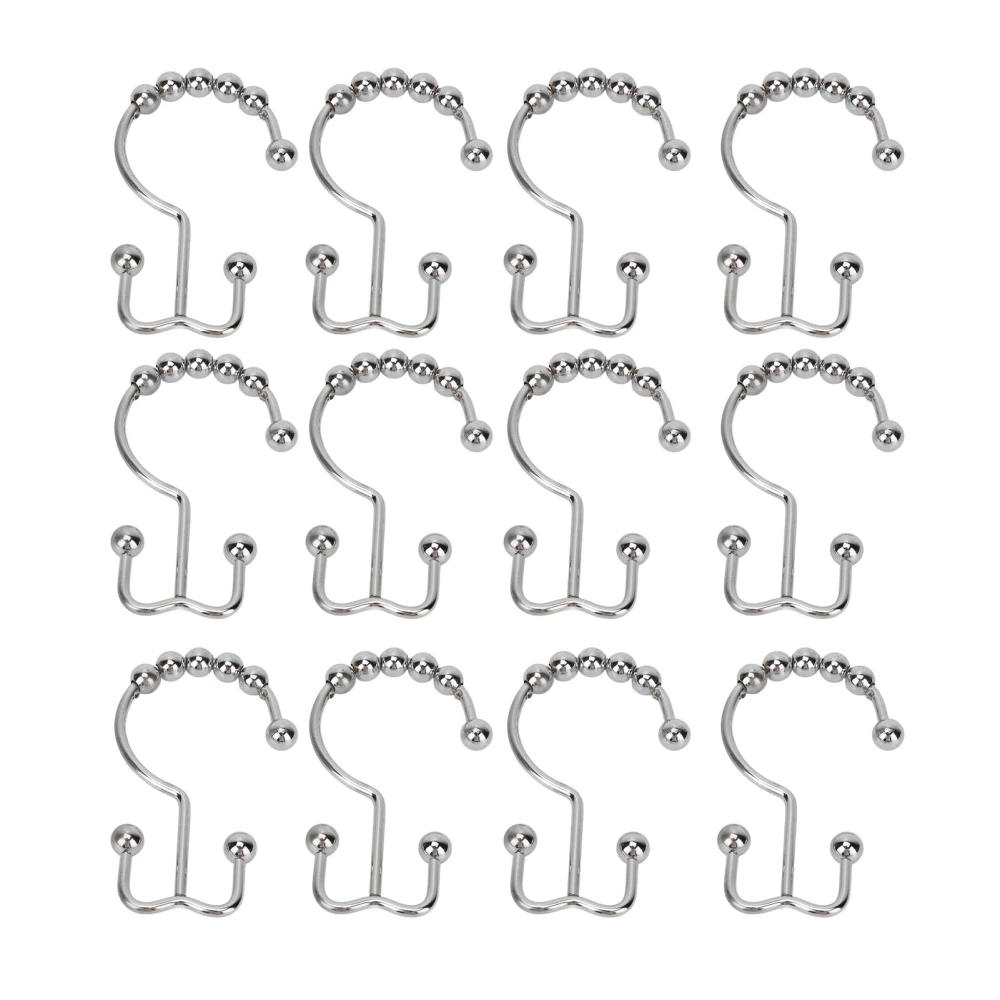 12Pcs Shower Curtain Hooks Strong Metal Double Hooks Easy Gliding Rust Resistant Shower Rings for Shower Curtain