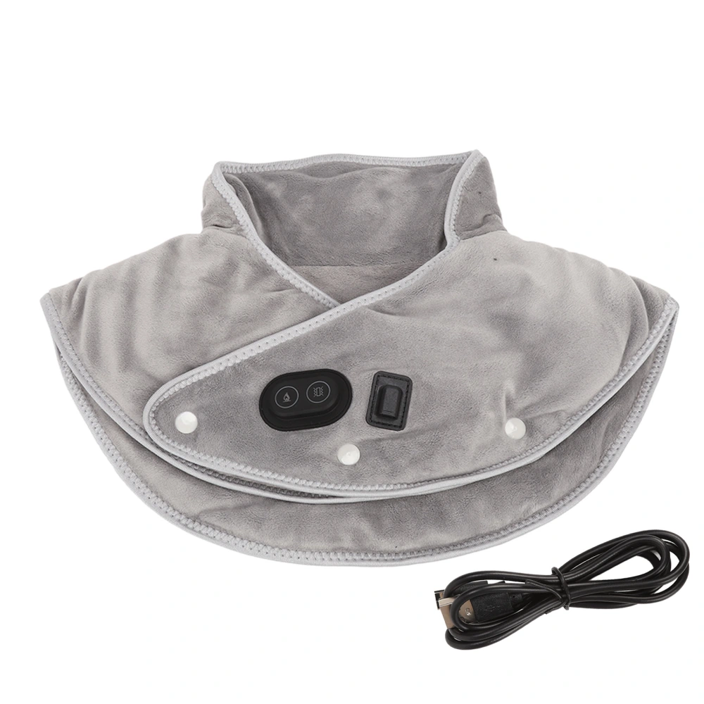 Grey Heating Pad for Neck Shoulders 3 Level Temperature Adjustment Massage Mode Sable Fabric Electric Heated Neck Wrap