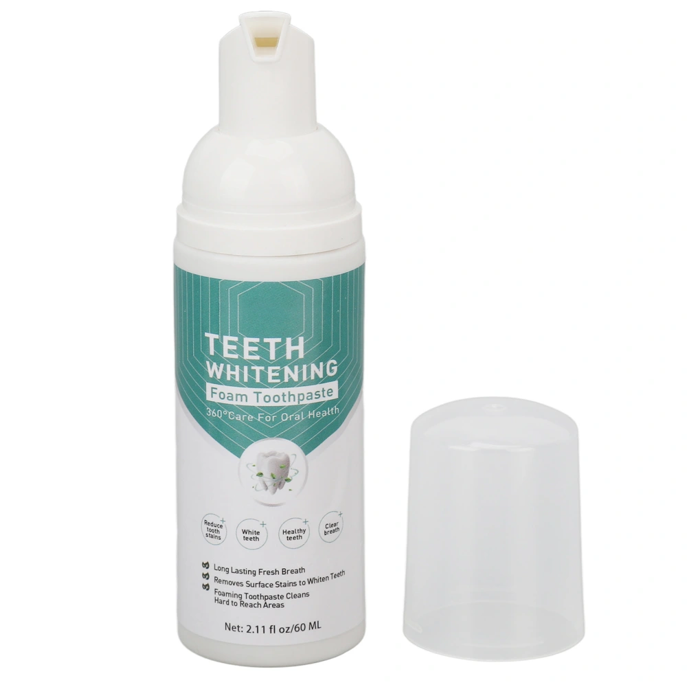 Foam Toothpaste Stain Removal Teeth Whitening Mousse Toothpaste for Deeply Cleaning Gums 60ml