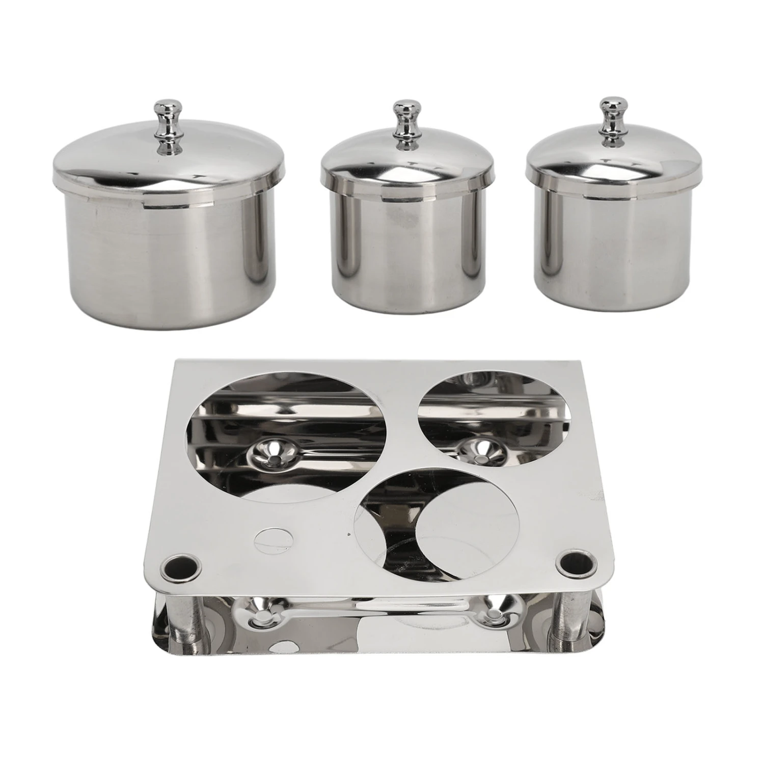 Stainless Steel Nail Powder Holder Thickening Sturdy Dustproof Smooth Surface Nail Art Equipment Cup with Lids