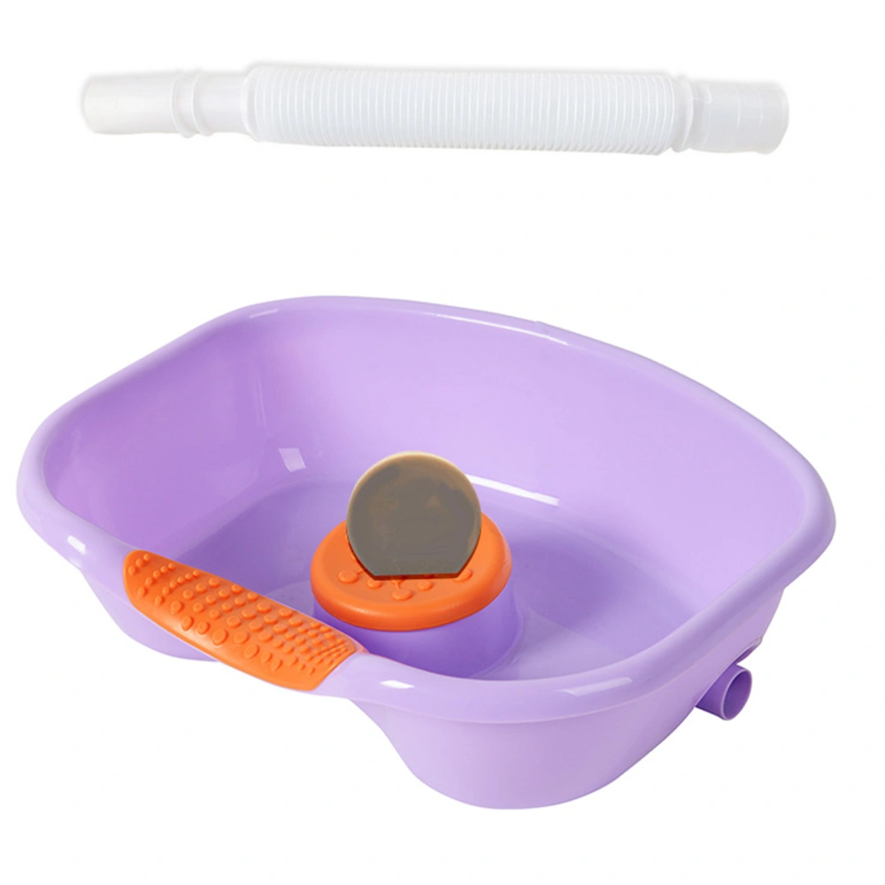 Hair Washing Basin Horizontal Drainable Portable Shampoo Tray for Bedridden Patient Pregnant Women Purple