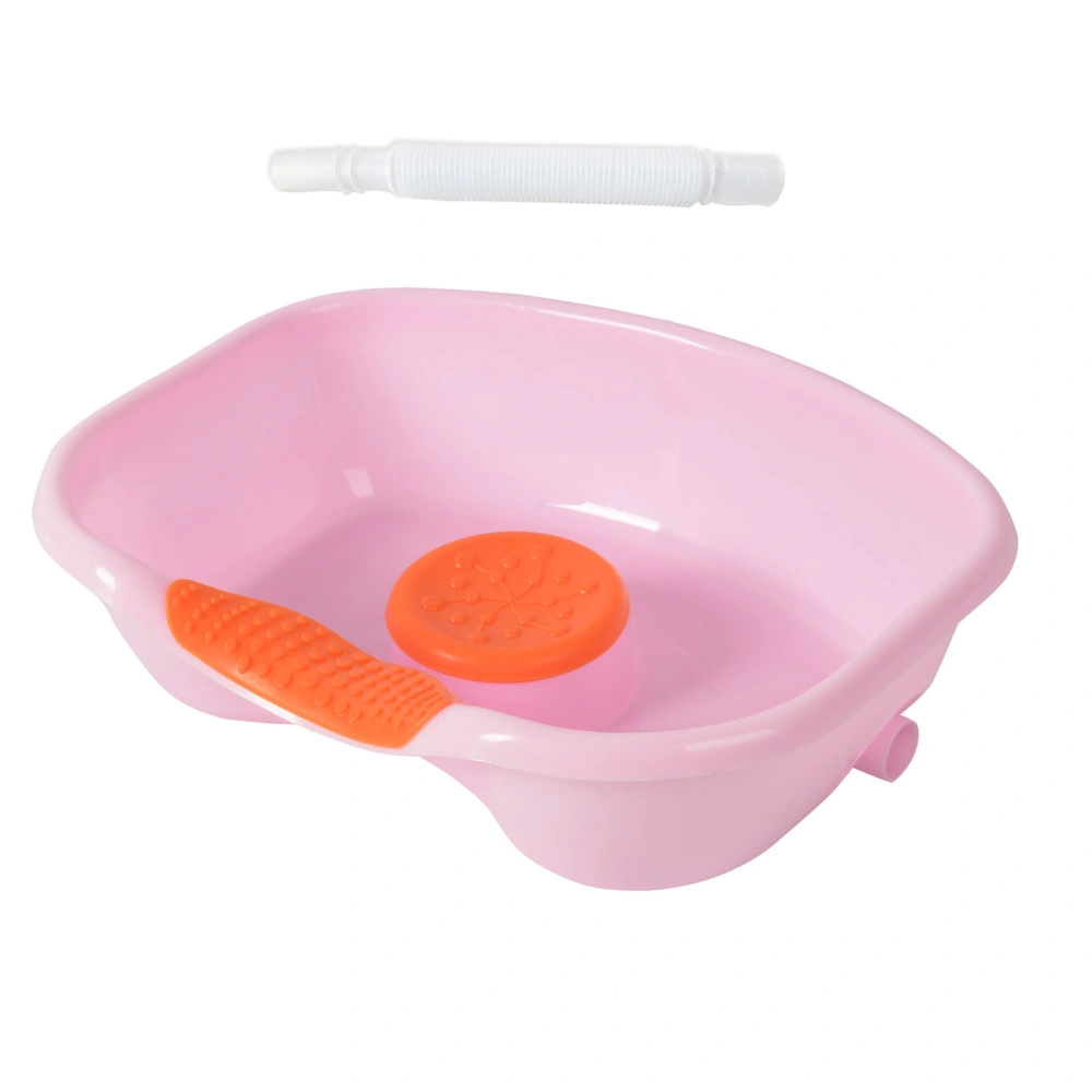 Hair Washing Basin Horizontal Drainable Portable Shampoo Tray for Bedridden Patient Pregnant Women Pink