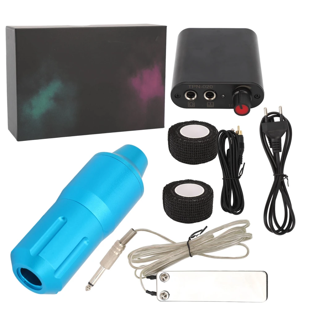 Rotary Tattoo Pen Kit Complete Portable Liner Shader Tattoo Power Supply Kit for Beginners 90‑265V EU Plug