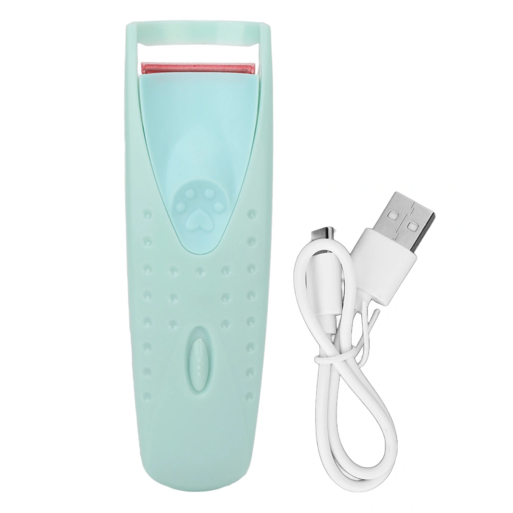 Heated Eyelash Curler Silicone Type C Charging Long Lasting Electric Eyelash Curler for Girl Cyan