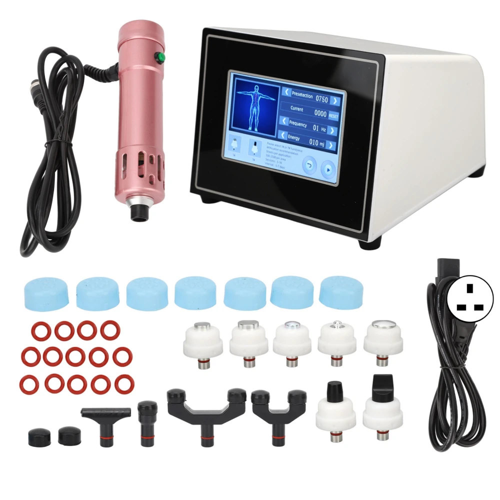 Shock Impulse Therapy Machine Rose Gold Bonesetting 11 Massage Heads Shock Wave Therapy Machine 100‑240V UK Plug