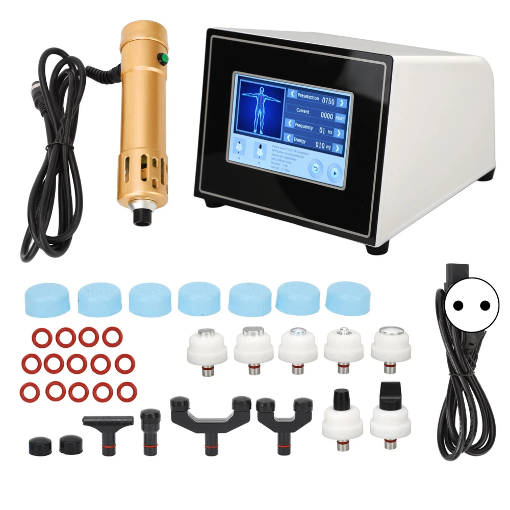 ED Treatment Shockwave Therapy Machine Professional Adjustable Extracorporeal Shock Wave Machine 100‑240V Gold EU Plug