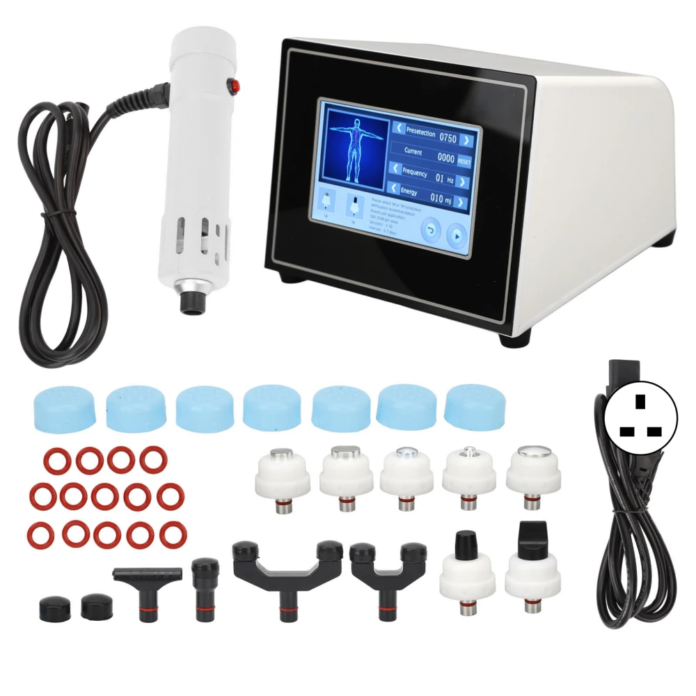 ED Shockwave Therapy Machine Professional Adjustable Shockwave Treatment Machine Massager 100‑240V White UK Plug