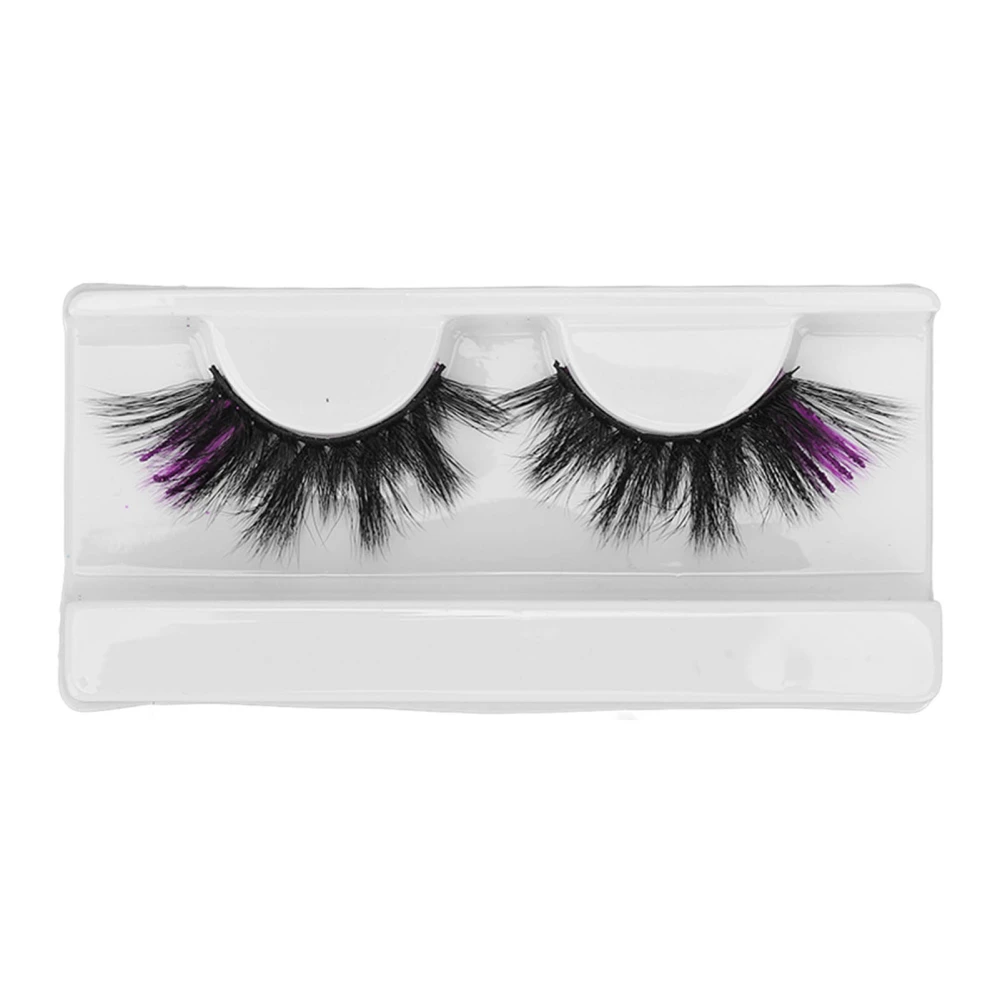 18mm Colorful Eyelashes Reusable Gradient Color False Eyelashes Dramatic Stage Faux Eyelashes Purple and Sparkling Pink