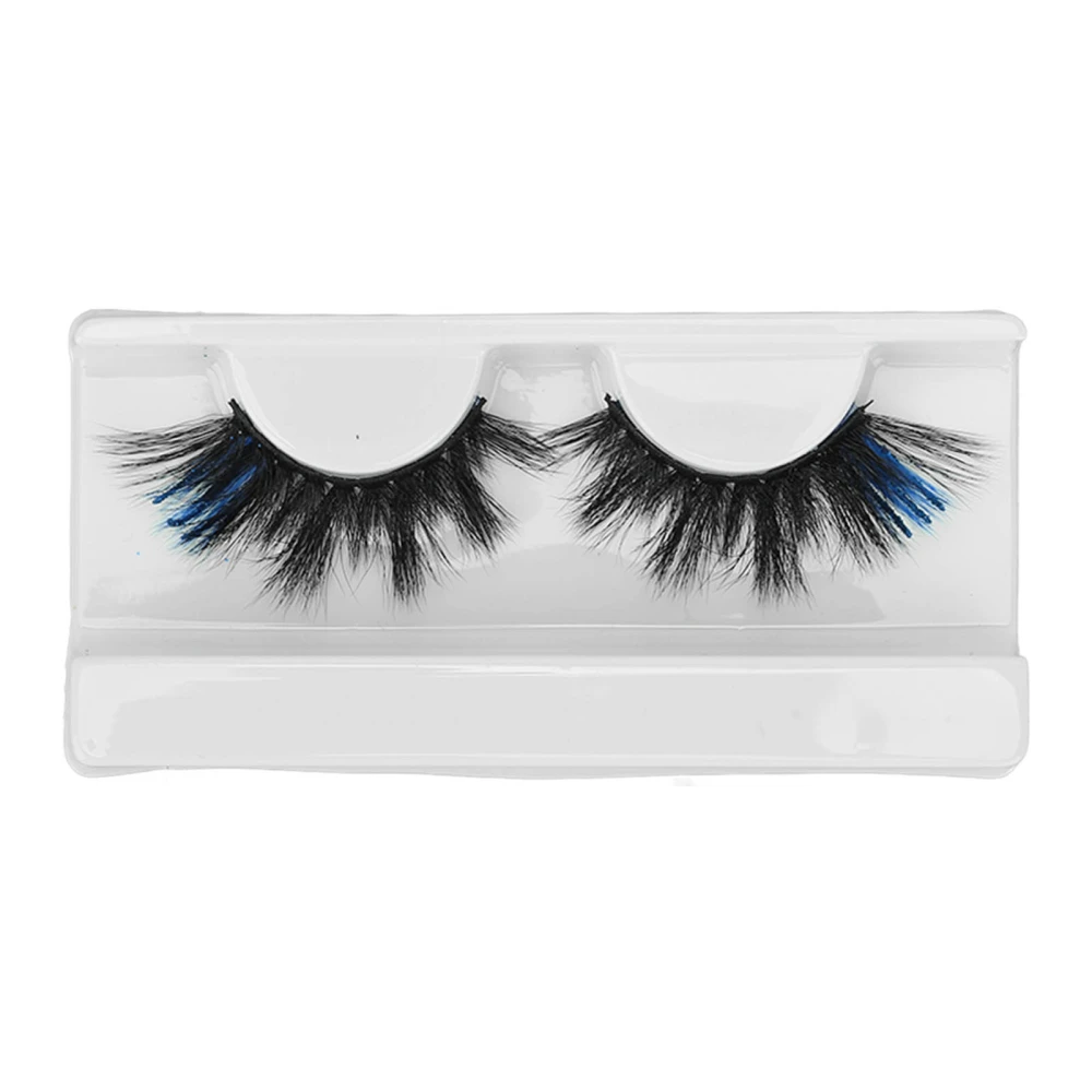 18mm Colorful Eyelashes Reusable Gradient Color False Eyelashes Dramatic Stage Faux Eyelashes Blue and Sparkling Pink