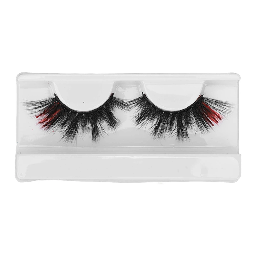 18mm Colorful Eyelashes Reusable Gradient Color False Eyelashes Dramatic Stage Faux Eyelashes Red and Sparkling Pink