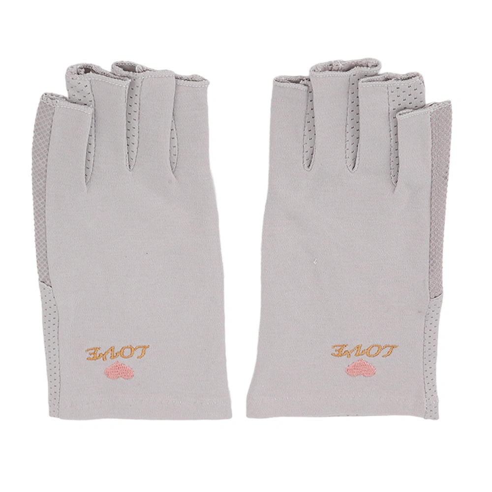 Manicure Gloves UV Protection Stretchy Breathable Fingerless Fiber Cotton Nail Lamp Gloves for Home Salon Grey