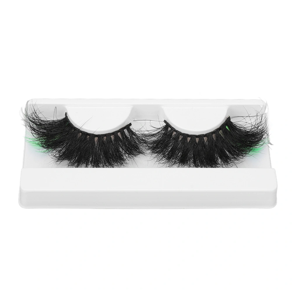 1 Pair 25mm Green False Eyelashes Women Cosplay Costume Party Reusable Long Curly Colored Fake Eyelashes 112A-10C