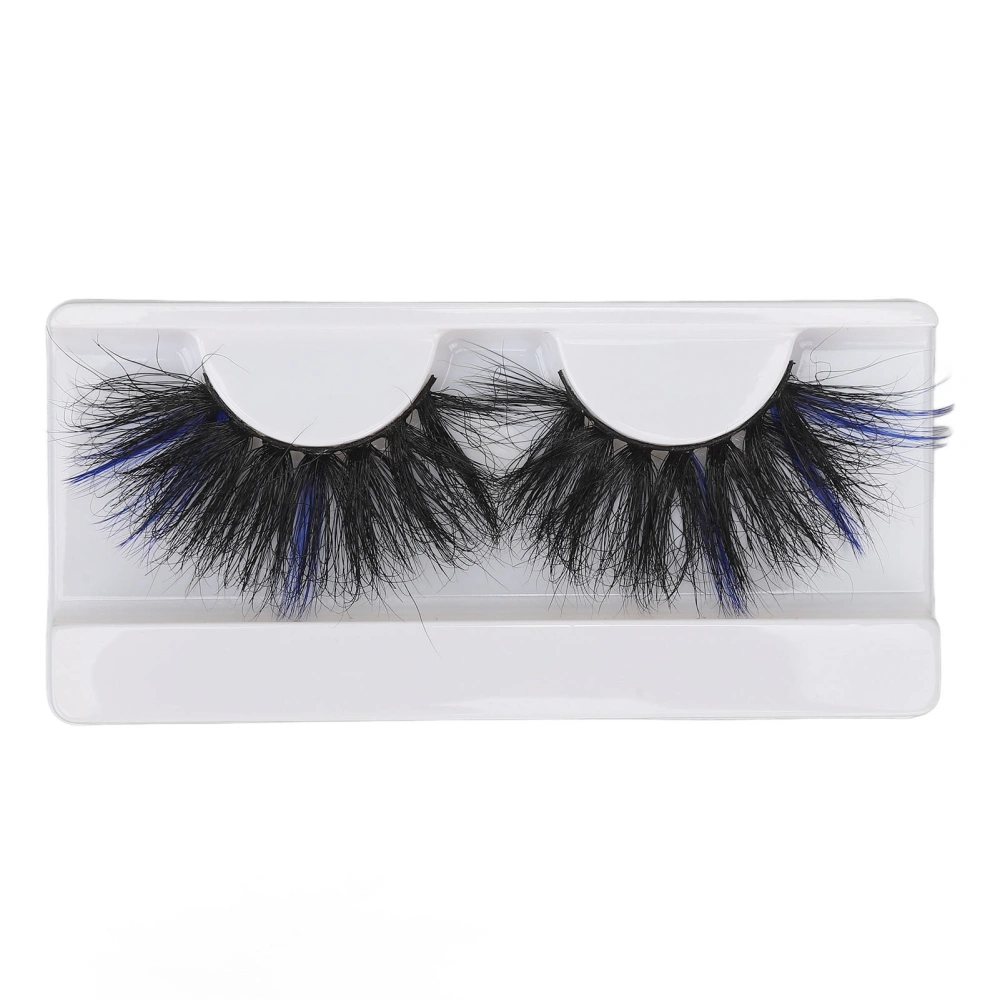 1 Pair 25mm Blue False Eyelashes Women Stylish Costume Party Reusable Long Curly Colored Fake Eyelashes 70E-32C