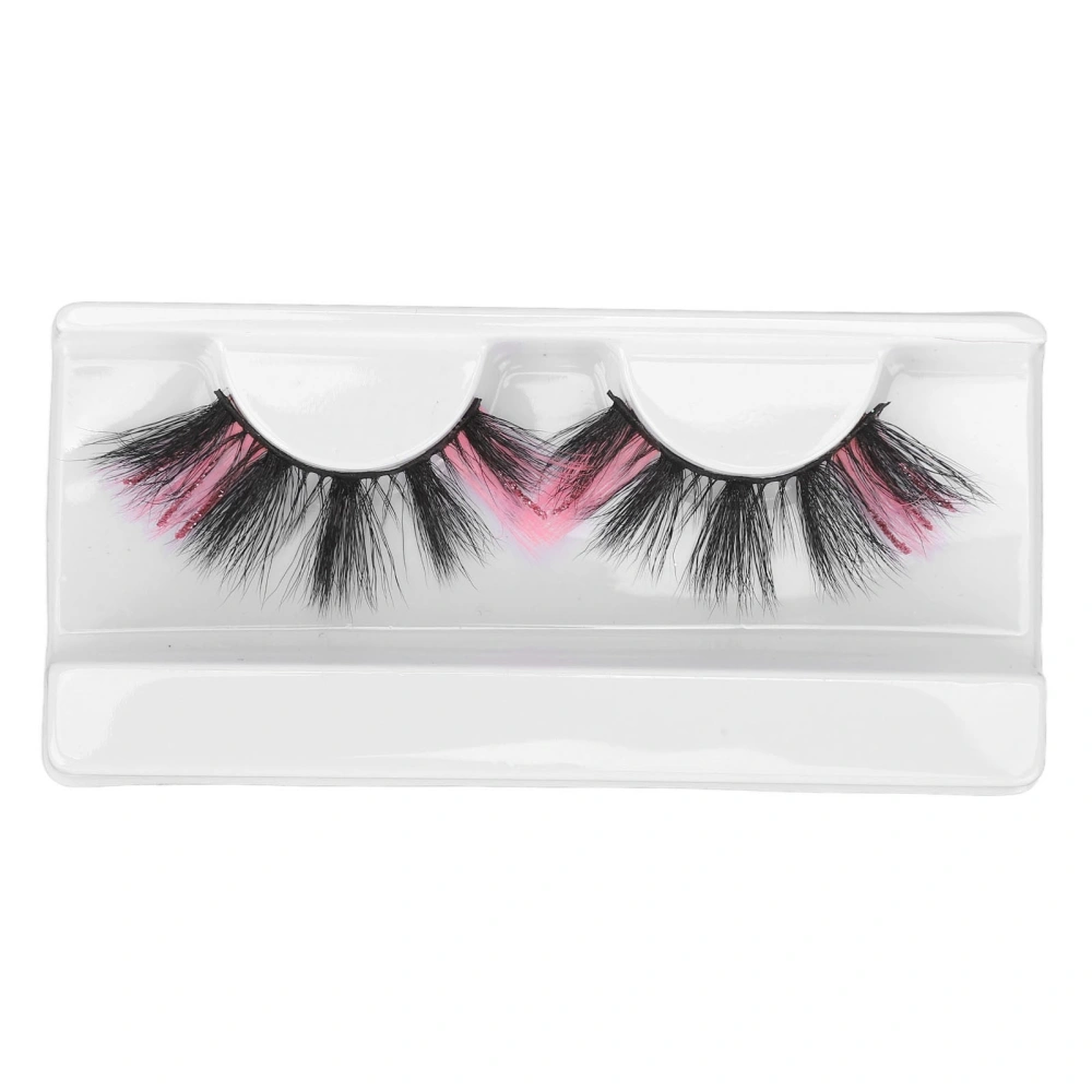 1 Pair 18mm Colored False Eyelashes Cosplay Costume Party Long Curly Pink Glitter Fake Eyelashes for Women G5X01‑2