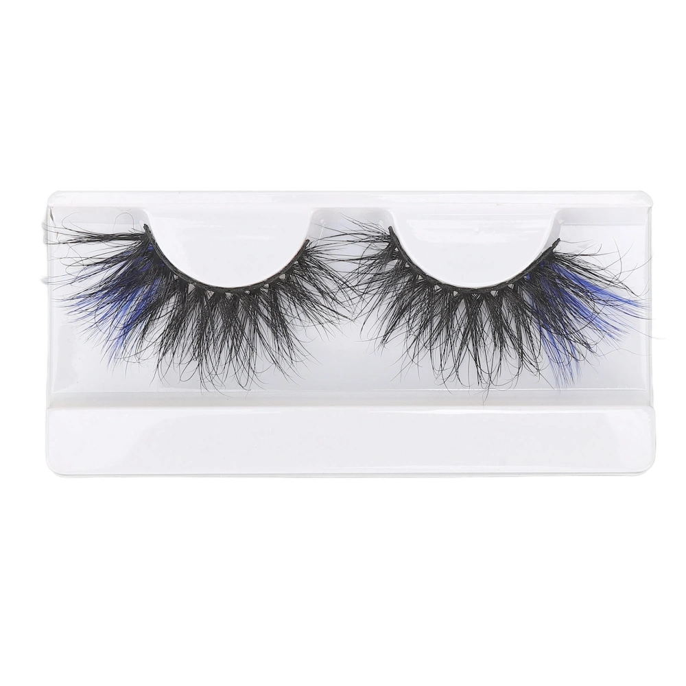 1 Pair 25mm Blue False Eyelashes Women Stylish Costume Party Reusable Long Curly Colored Fake Eyelashes 697A‑3C