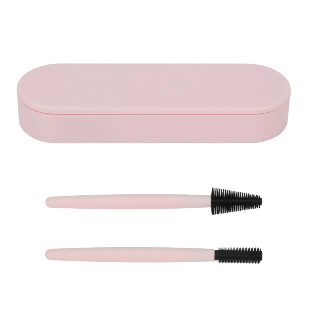 2pcs Eyelash Brush Silicone Eyebrow Elastic Portable Reusable Mascara Wands for Makeup Light Pink