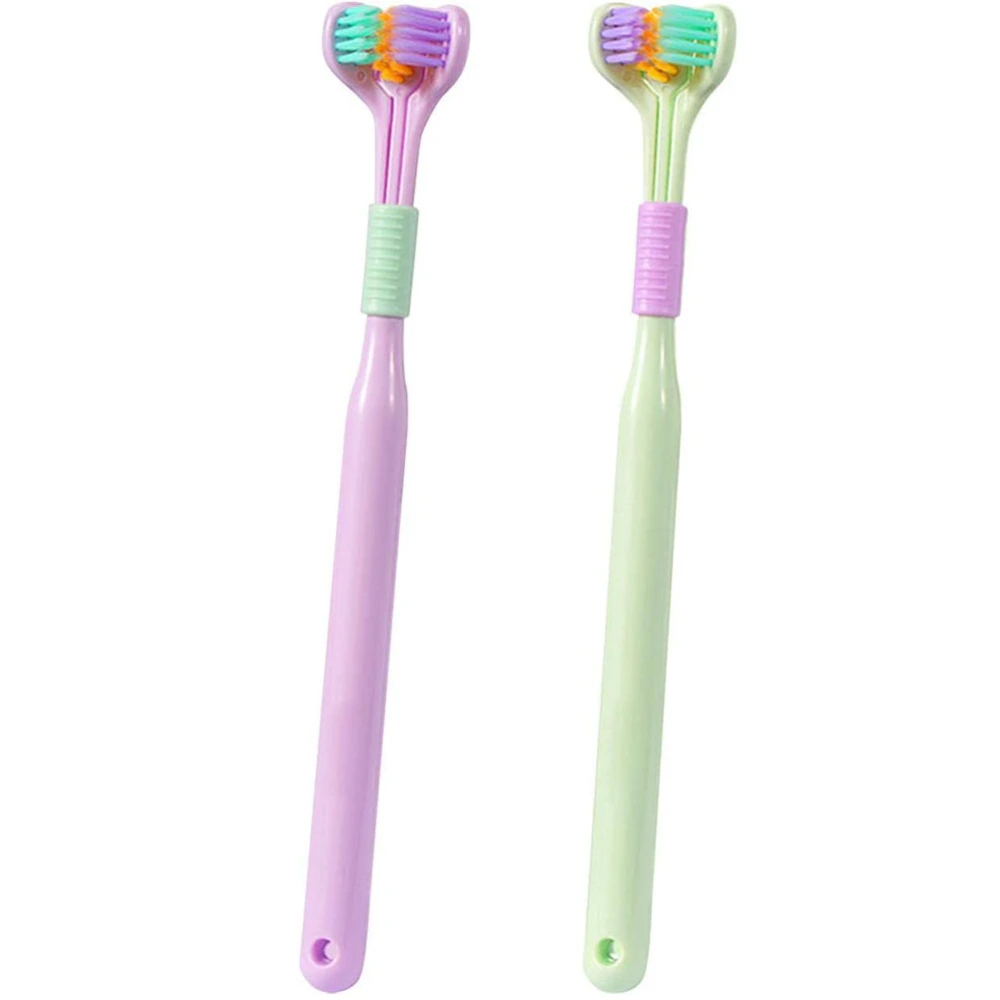 Pack of 2 3 4 Three Sided Toothbrushes Soft Bristle Toothbrush for Adults V Shaped Toothbrush Non Slip Cleaning Toothbrush