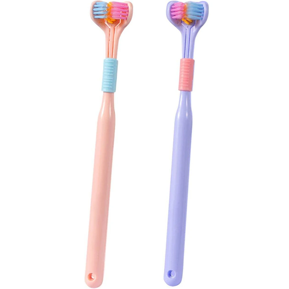 Pack of 2 3 4 Three Sided Toothbrushes Soft Bristle Toothbrush for Adults V Shaped Toothbrush Non Slip Cleaning Toothbrush