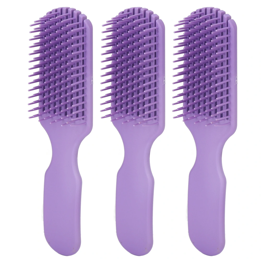 3pcs Hair Brush Purple Hollow Wide Tooth Plastic Anti Static Massage Detangling Hair Comb for All Wet Dry Hair