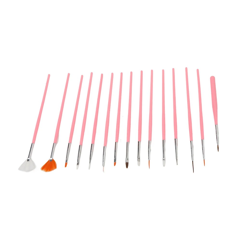 15pcs Nail Art Pen Brush Pink Accurate Engraving Nail Extension Gel Brush for Coloured Painting