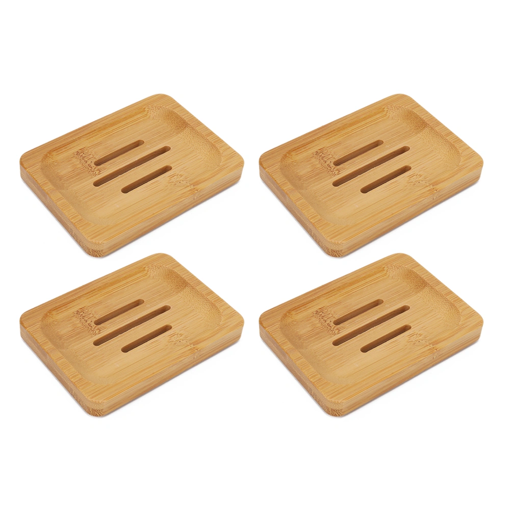 4 Pcs Bamboo Soap Dish Strong Water Resistance Sturdy Stylish Soap Holder for Home Bathroom Beauty Salon