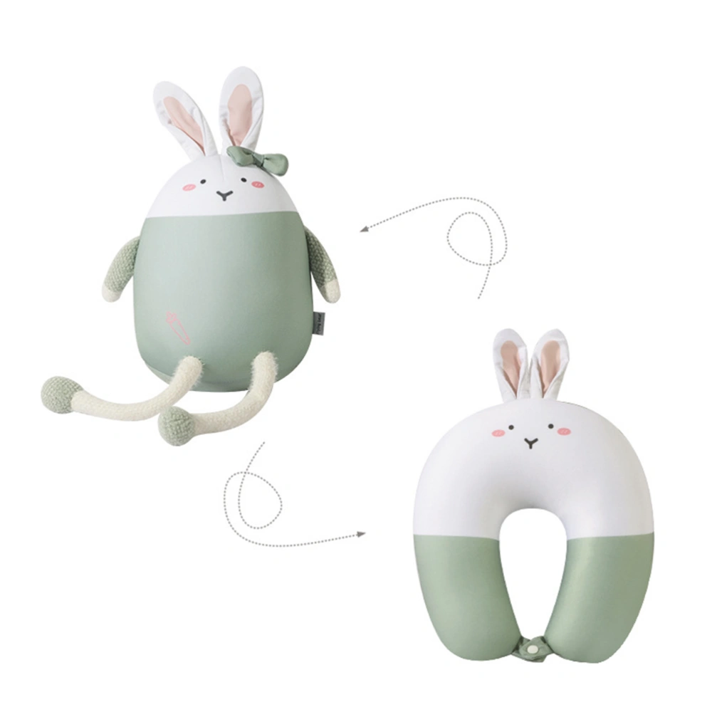 2 In 1 Neck Pillow Cute Bunny U Shape Neck Pillow Neck Support Pillow Rabbit Travel Pillow Neck Support for Camping Hiking Car Aeroplane