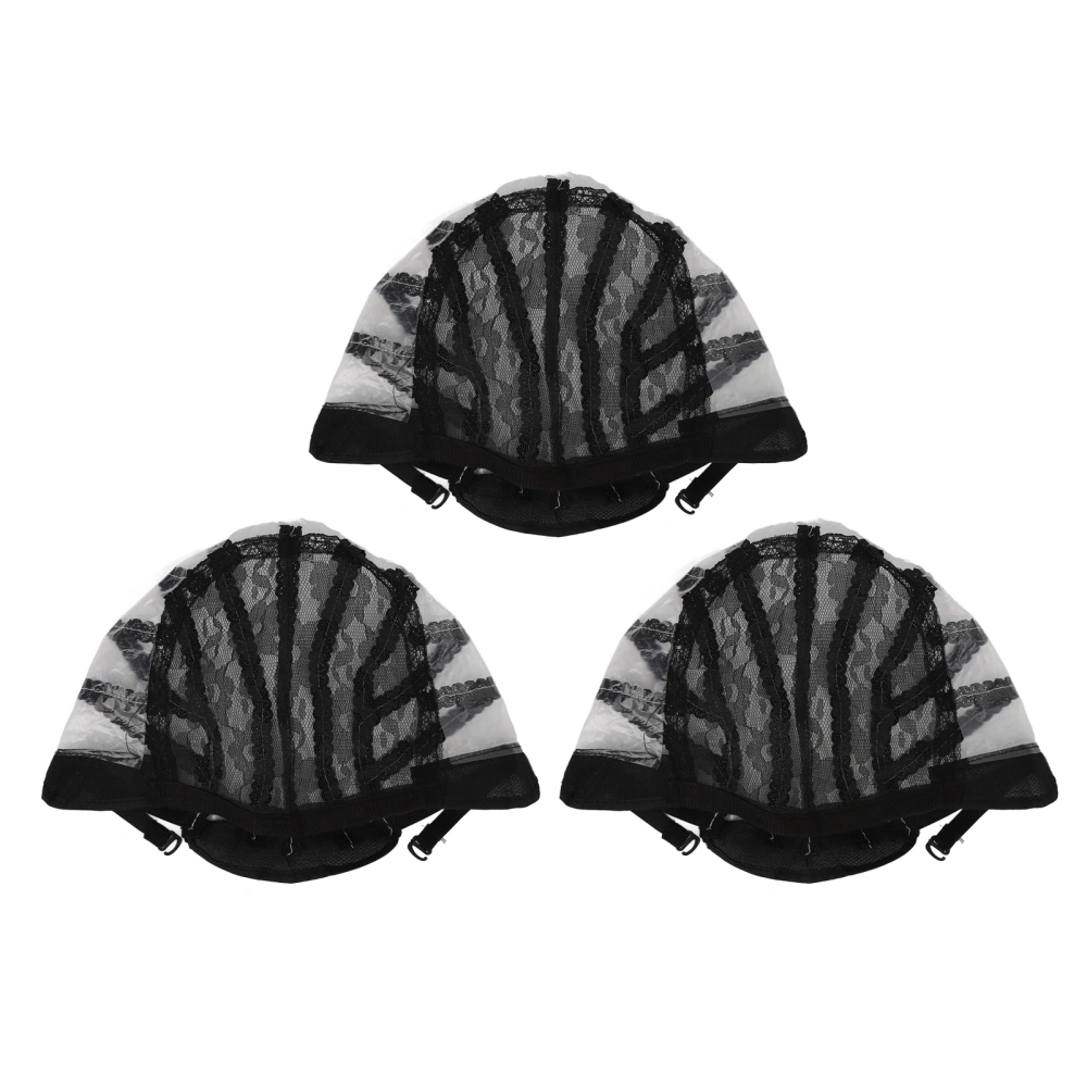 3PCS Elastic Wig Mesh Cap Black Nylon Breathable Stretchable Fake Hair Cover for Cosplay Makeup