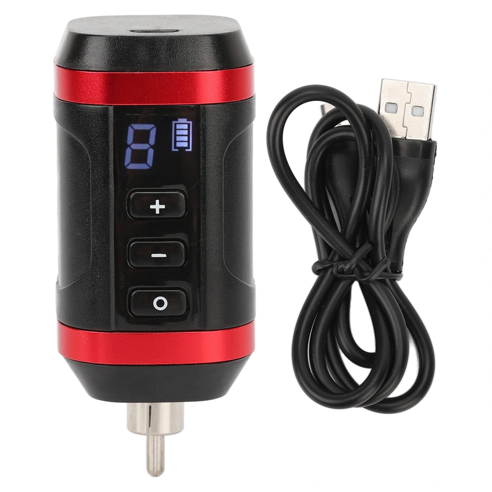 RCA Tattoo Power Supply Cordless USB 1800mAh LCD Speed Adjustable Lightweight Tattoo Pen Battery Red