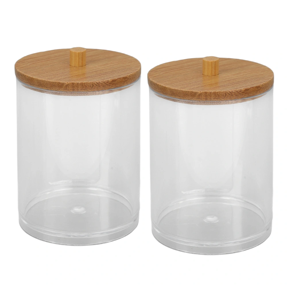 2pcs Clear Apothecary Jar Cotton Pad Stackable Swab Pads Holder with Bamboo Cover