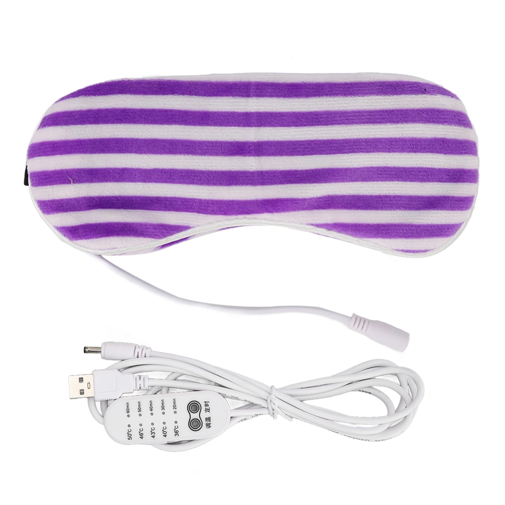 Heating Blindfold USB Hot Compress Adjustable Improve Sleep Nourish Eyes 5 Gear Blindfold for Sleeping Purple Stripe