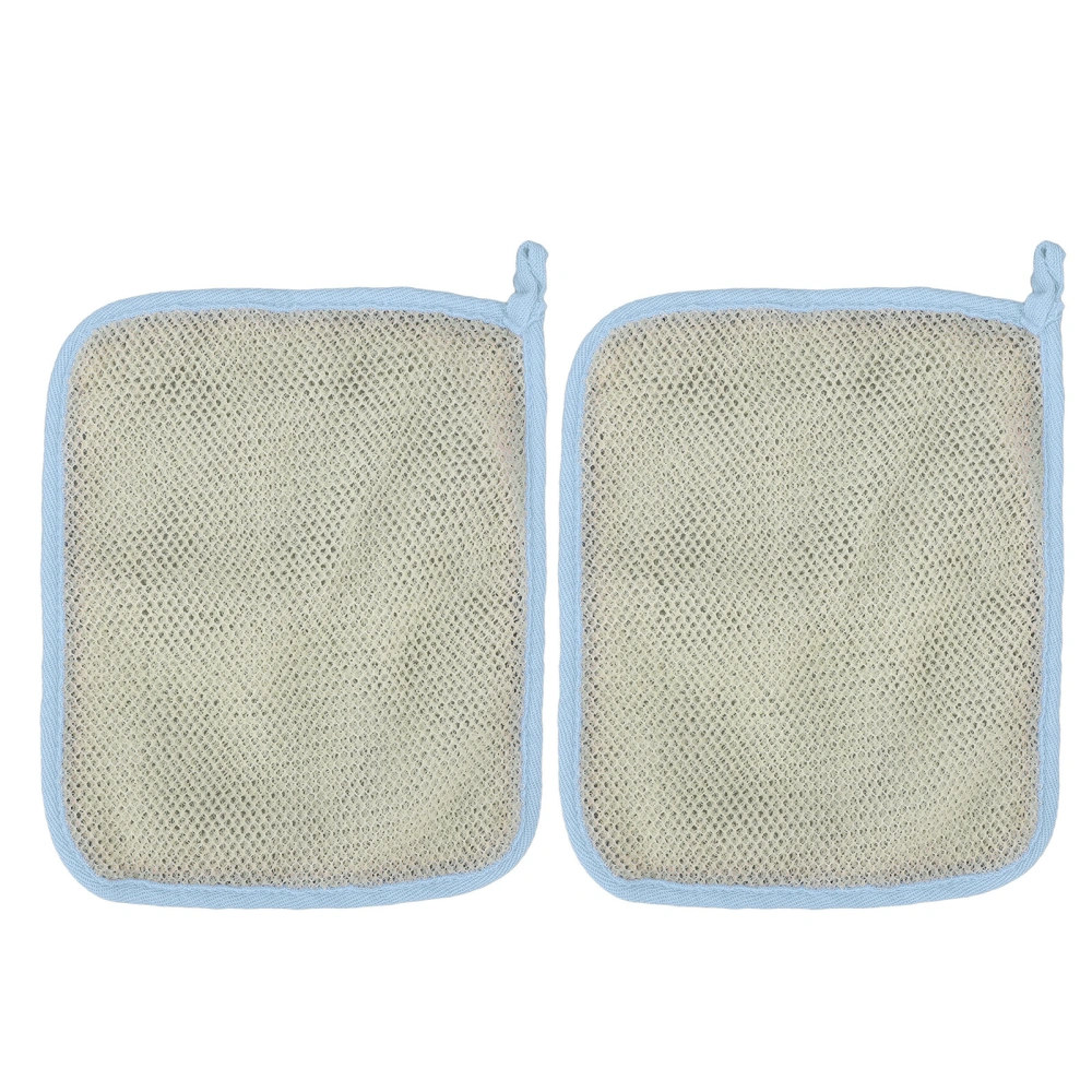 2 Pcs Nylon Bath Cloth Fine Mesh Multifunctional Dual Sided Exfoliating Deep Cleaning Bath Cloth Face Towel Blue