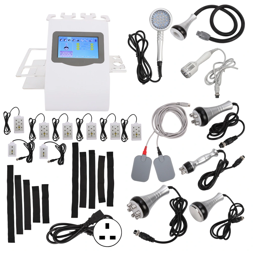 40K Vacuum Cavitation Device RF 9 in 1 Color Light Ice Compress Skin Firming Body Slimming Machine 110‑240v UK Plug