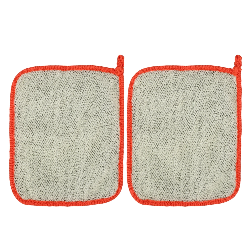 2 Pcs Nylon Bath Cloth Fine Mesh Multifunctional Dual Sided Exfoliating Deep Cleaning Bath Cloth Face Towel Orange