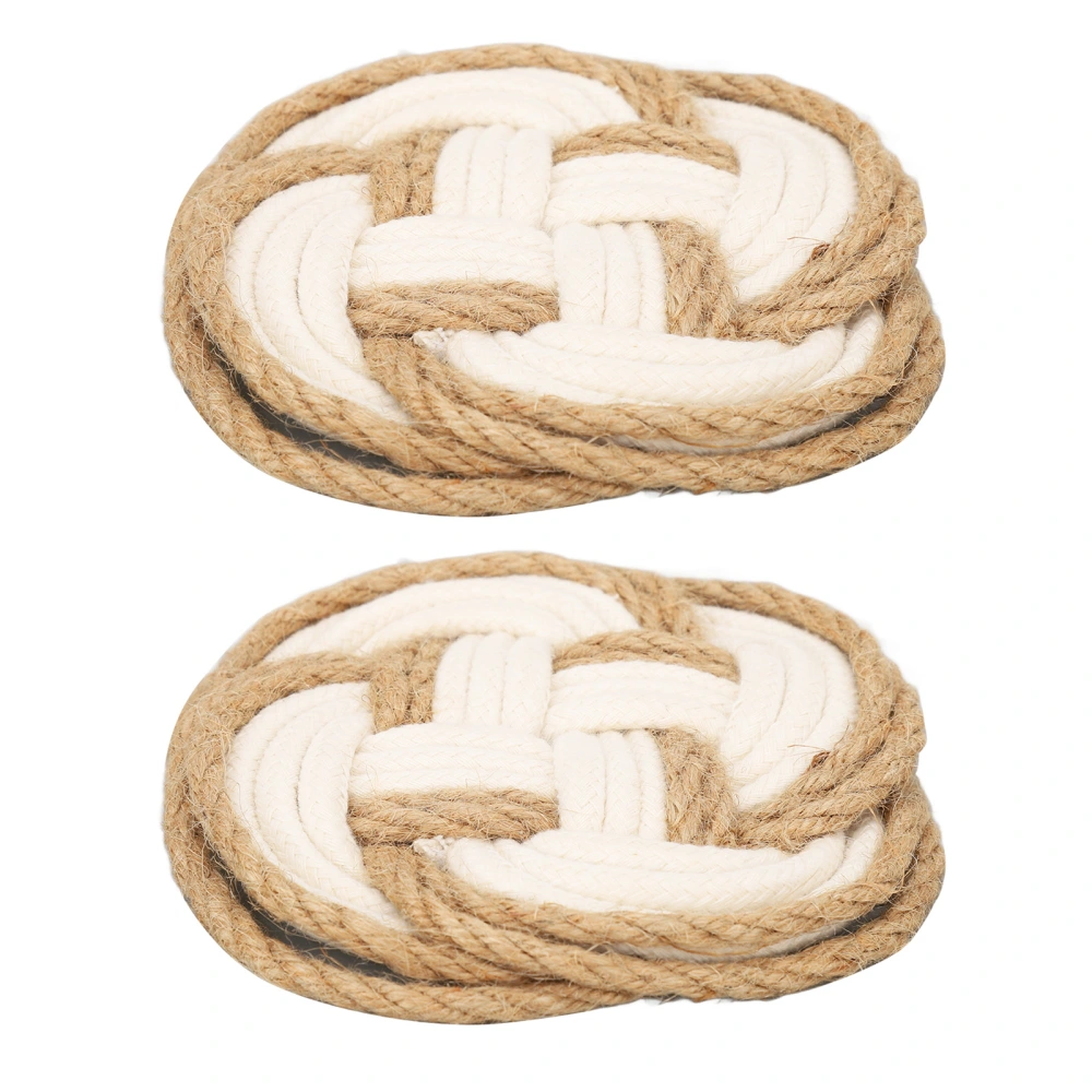 2 Pcs Heat Resistant Coasters Round Braided Absorbent Drink Coasters for Home Office