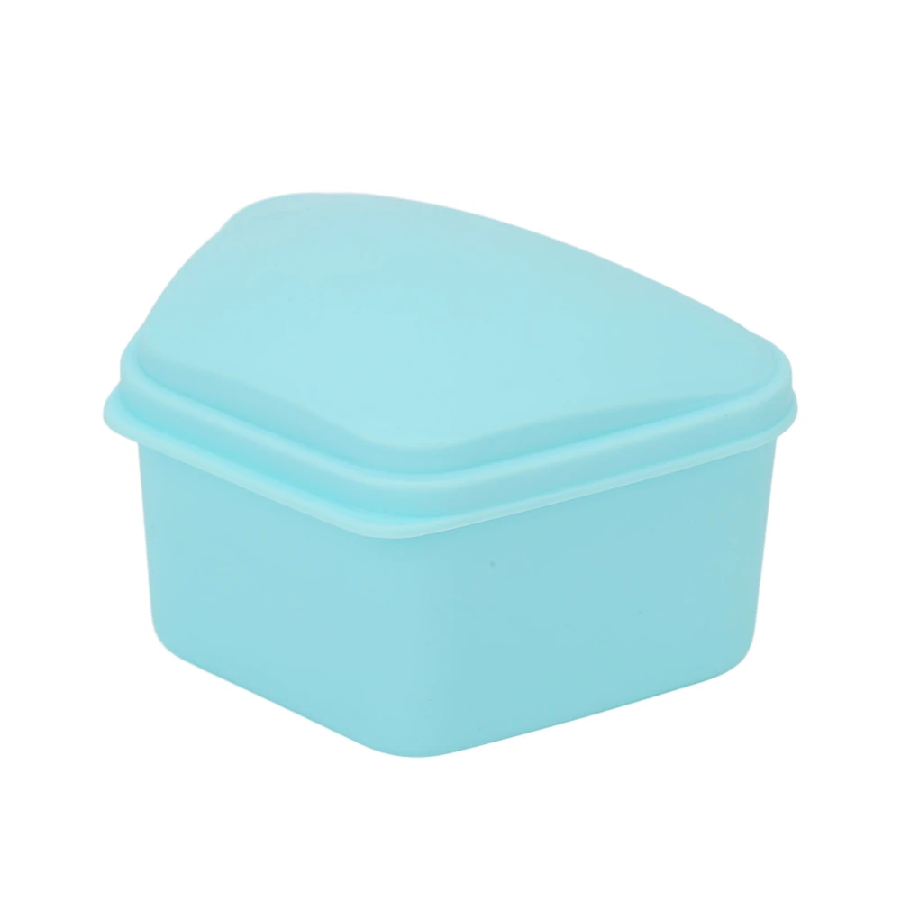 Trapezoid Orthodontic Retainer Case Travel Portable Denture Mouth Guard Storage Box for Home Office Blue