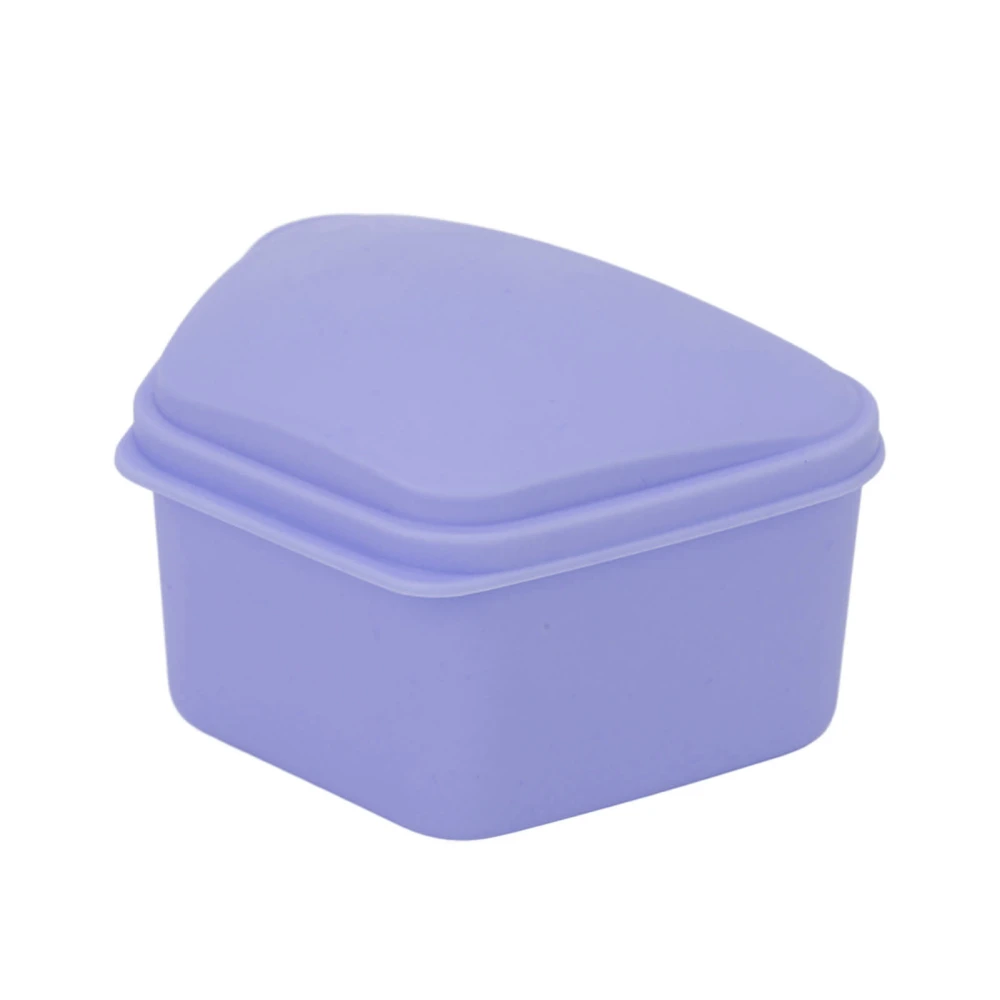 Trapezoid Orthodontic Retainer Case Travel Portable Denture Mouth Guard Storage Box for Home Office Purple