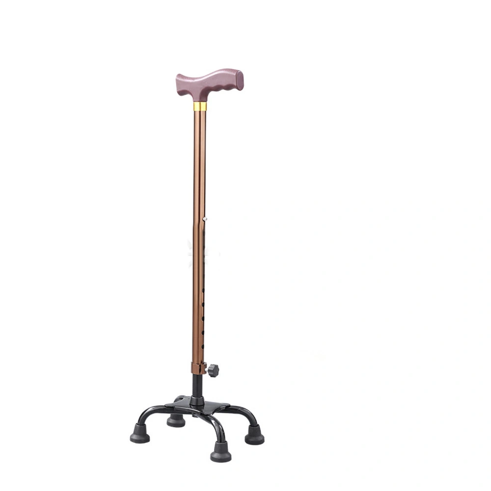 Quad Walking Cane 250kg Bearing Capacity 10 Adjustment Levels Anti Slip Aluminum Alloy Crutches with Ergonomic Handle Straight Handle