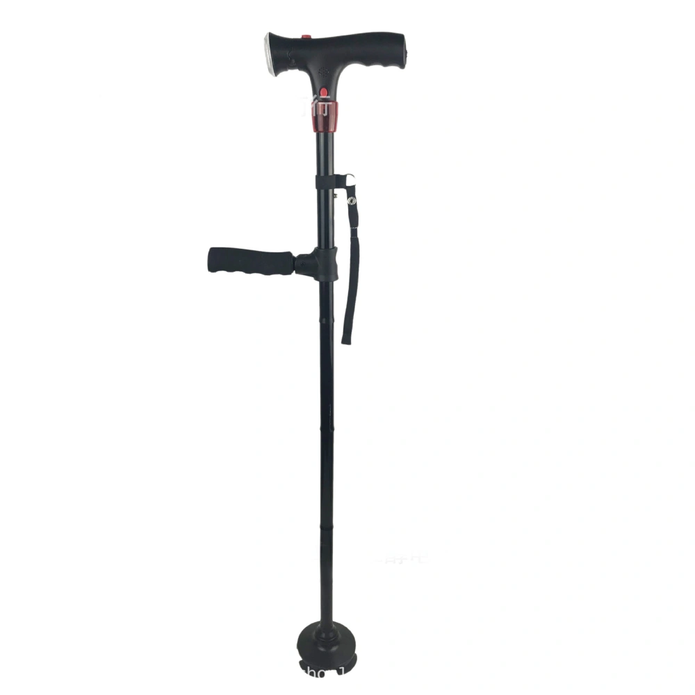 double Handle Cane with Alarm LED Light Adjustable Crutch Elderly Walking Stick for Outdoor Color Box