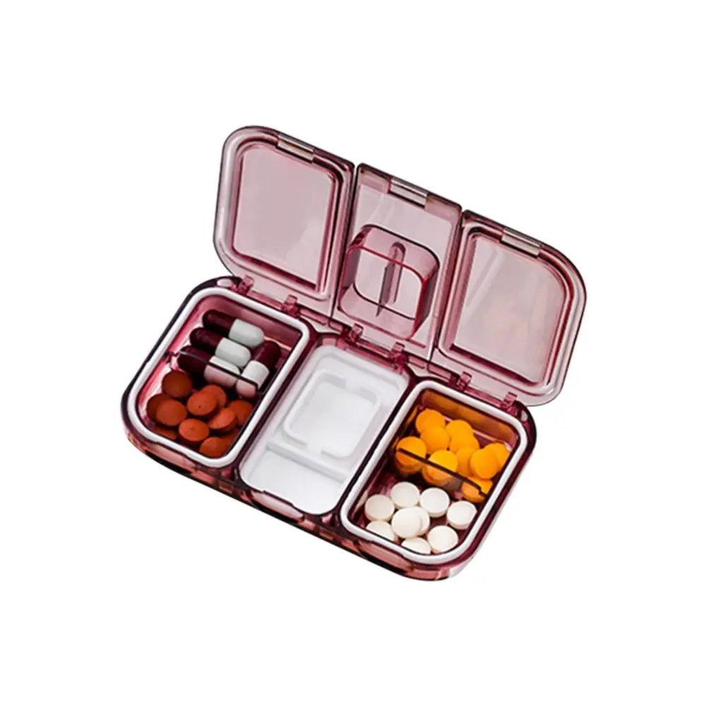 2 in 1 Portable Pill Organizer Pill Cutter Dustproof and Moisture Proof Pill Box Pill Case for Vitamins Fish Oil