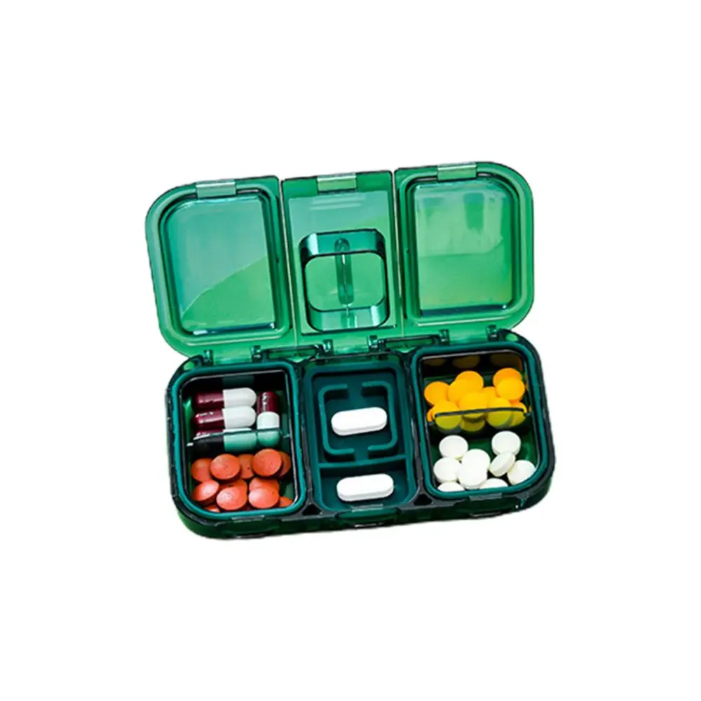 2 in 1 Portable Pill Organizer Pill Cutter Dustproof and Moisture Proof Pill Box Pill Case for Vitamins Fish Oil