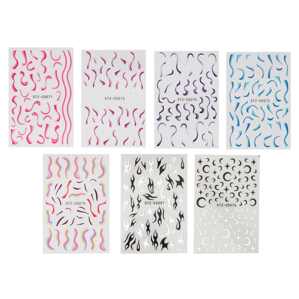 7 Sheets of Fire Flame Nail Stickers Self Adhesive for Nail Art Decoration Design