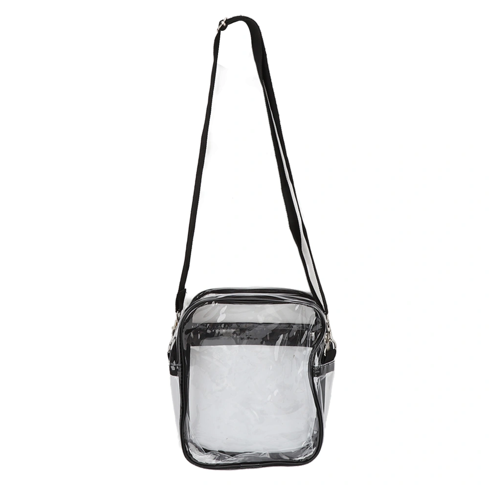 PVC Transparent Adjustable Shoulder Bag Waterproof Clear Messenger Bag with Zipper for Chargers Wallets Keys Sunglasses