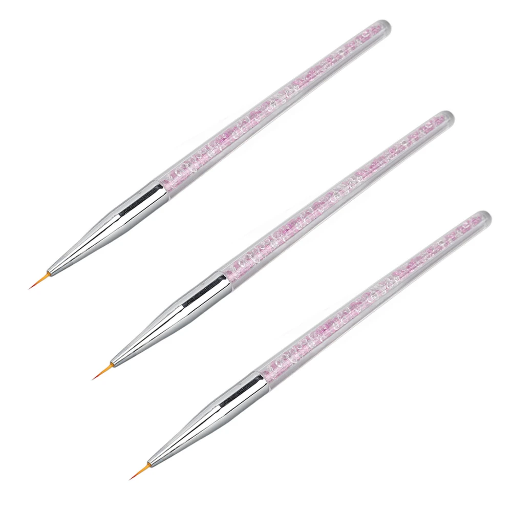 3Pcs Nail Art Liner Brush Comfortable Dustproof Multipurpose Nail Art Point Drill Drawing Brush Pen for Home Nail Salon