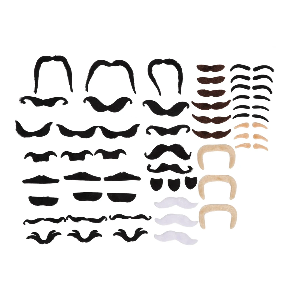 Fake Eyebrow Beard Set Short Flannel Artificial Eyebrow and Moustache with Back Adhesive for Theme Party